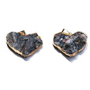 Tốt đá tự nhiên mã não Slice hướng dương <span class=keywords><strong>druzy</strong></span> Mặt dây chuyền pha lê Stones thời trang Vòng cổ cho nam giới - Product Image 5