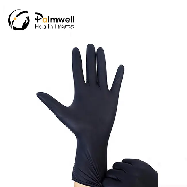 100 boîte 6Mil fabricants de gros enduits pas cher prix bleu jetable noir nitrile gants sans poudre