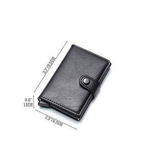 Porte-cartes de visite automatique en cuir haut de gamme, portefeuille, porte-monnaie et porte-cartes avec fonctions antivol. - Product Image 5