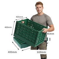 Caisses de rangement en plastique pliables et robustes Tourtop, grandes caisses ventilées pour fruits et légumes, empilables et pliables