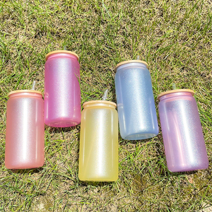 Almacén de EE. UU. Listo para enviar 16oz Vasos en forma de lata de cerveza de vidrio Una lata de vidrio <span class=keywords><strong>con</strong></span> <span class=keywords><strong>dos</strong></span> funciones Lata de refresco <span class=keywords><strong>con</strong></span> pajita transparente - Product Image 5