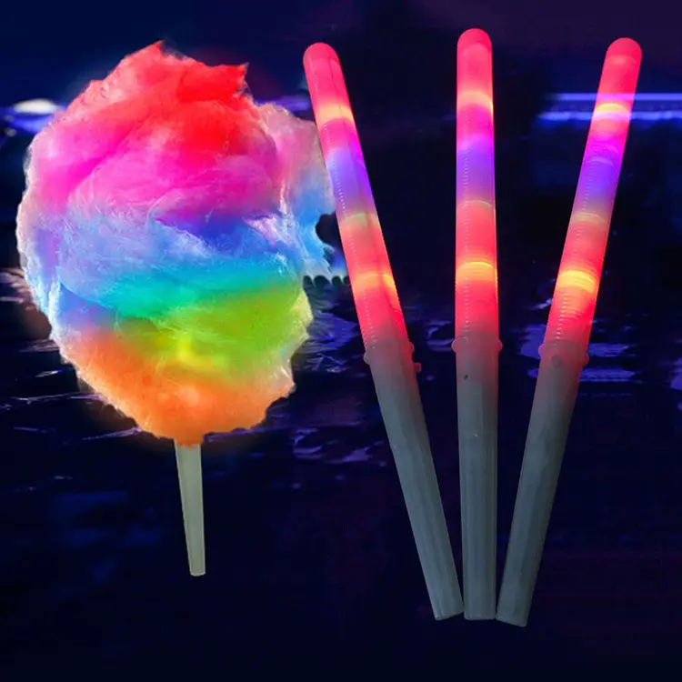 LED Luminous Cotton Candy Cone Fairy Floss Stick Glowing Marshmallow Sticks Food Grade