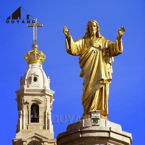 QUYANG personalizado grande católico religioso Metal oro bronce cristiano rey corona escultura estatuas de latón - Product Image 3