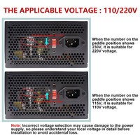 Alimentation électrique pour ordinateur ATX 500W avec ventilateur RGB 110v 220v PSU 500W 24 broches pour jeux PC de bureau