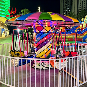 <span class=keywords><strong>Silla</strong></span> Voladora Giratoria con Forma de Paraguas Arcoíris, con Asientos en Forma de Corazón y Luces LED para Parques Infantiles - Product Image 1