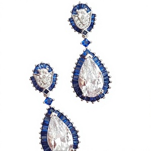 Modern Stylish Trendy Zircon Fancy <b>Stud</b> <b>Earrings</b> with Silver Tone Fashionable Elegant Women Party Wear Collection - Product Image 2