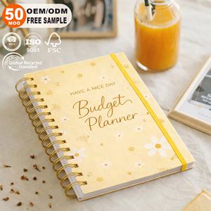 Expédition rapide, carnet A5 à motif floral mignon, vente en gros, logo personnalisé en feuille d'or, spirale, <span class=keywords><strong>liste</strong></span> <span class=keywords><strong>de</strong></span> choses à faire, planificateur budgétaire financier - Product Image 1
