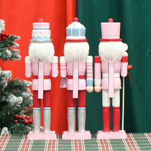 Hlc ODM 38cm navidad trang trí Giáng sinh thủ công bức tượng đồ chơi đồ trang trí gỗ nutcracker người lính Búp bê đồ trang trí Valentine nutcracker - Product Image 4