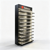 Vitrine en bois noir pour magasin de tabac avec distributeur automatique de cigarettes en acrylique et éclairage LED, écologique
