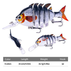 Nuovo elenco artificiale 100mm Multi colore occhi 3d segmento di plastica dura <span class=keywords><strong>pesca</strong></span> 6 esca snodata - Product Image 5