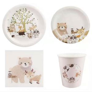 Décorations, assiettes jetables à thème animaux de la jungle, vaisselle en papier, ensemble d'assiettes, fournitures pour fêtes - Product Image 3