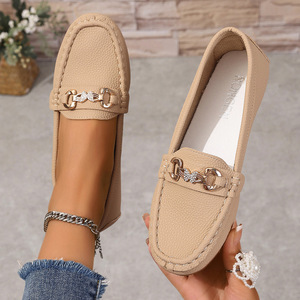Large Size Casual for Women Spring New Style <b>Soft</b>-Soled Metal, Flat-Soled Lazy <b>Shoes</b> Slip-on <b>Shoes</b> - Product Image 6