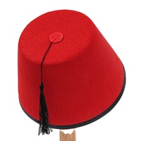 Sombrero Fez Rojo, Sombreros Turcos Marroquíes Novedosos con Borla Negra para Disfraces de Halloween, Accesorios para Fiestas de Disfraces