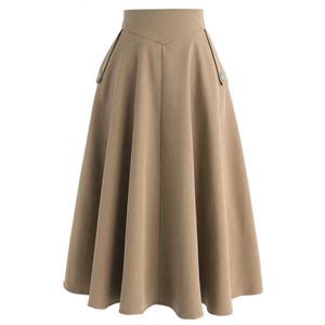 Jupe longue en jean pour femme, style décontracté, coupe trapèze, avec boutons décoratifs, en polyester de haute qualité, personnalisable, OEM - Product Image 6