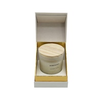 Boîte à bougies blanche de luxe Boîte à bougies cadeau d'emballage en mousse EVA avec logo en feuille noire personnalisée avec col en or