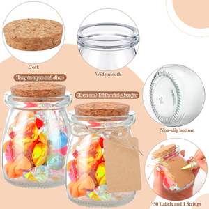Mini pots en verre vides <span class=keywords><strong>de</strong></span> 200 ml (7 oz) pour <span class=keywords><strong>yaourt</strong></span>, pudding, ou comme pots à miel, avec couvercles en liège, pour cadeaux <span class=keywords><strong>de</strong></span> mariage - Product Image 3