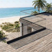Rampe de balustrade moderne en verre sans cadre avec profilé en aluminium anodisé brossé pour porche, balcon, escalier, villa, jardin, cour, résistant à la rouille