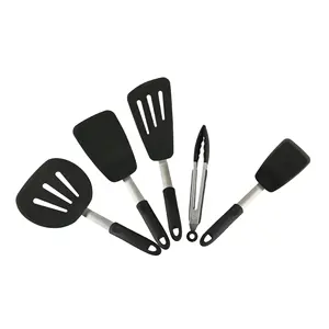 Non-Stick Silicone da cucina in acciaio inox di cottura intaglio pizza Pancake padella uovo turner Spatola Set