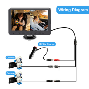 Caméra double AHD vision nocturne 7 pouces pour voiture, moniteur bébé, caméra de voiture pour siège arrière avec dessin animé - Product Image 3