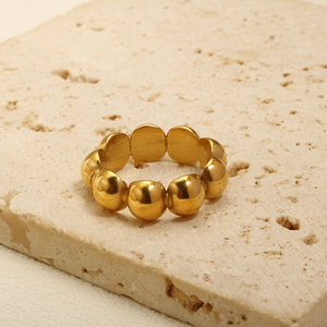 반구형 용접 스테인레스 스틸 반지 18K 금도금 방수 colorfast 패션 멋진 소녀 손가락 반지 트렌디 한 보석 - Product Image 6