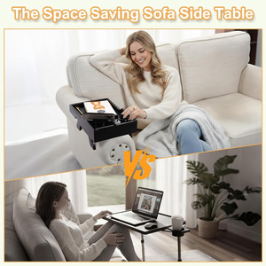 Sofa Armrest Tray Foldable Multi Purpose <b>Magnetic</b> Storage Living Room Snack <b>Plate</b> Center Position Tree Material - Product Image 2