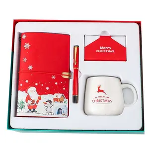 Promocionais Brindes de Natal Para Médicos Logotipo Personalizado A5 Pu Notebook Com Caneta garrafa térmica titular do cartão business gift set para as mulheres