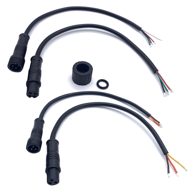 Kebaolong 2 3 4 Core Black Waterproof Pigtail Connector Male/Female 20cm Long with 18AWG Wire for Industrial Equipment