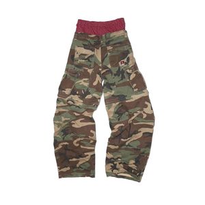 Pantalon Baggy Camouflage Double Taille pour Homme, 380 g/m² Coton <span class=keywords><strong>Nylon</strong></span>, Coupe Ample à Jambes Larges, Motif Écossais, avec Poches et Ourlet Découpé - Product Image 2