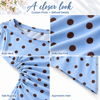 Dymf Premium Custom Polka Dot Knit Long Sleeve Women T-Shirt Crew Neck Stretch Fitted Tee Shirts Gaya Liburan Kencan