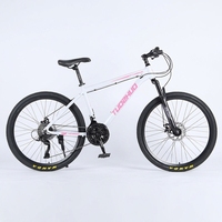 Aluminum Alloy <strong>Frame</strong> Mountain Bike Spring Fork Front Suspension Double Disc Brakes 24/26-Inch Wheels 30 Speed Twist Grip Adult