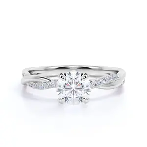 1.50 Carat Round cut Moissanite and Diamond Infinity Sulti-stone Engagement Ring in 925 Sterling Silver