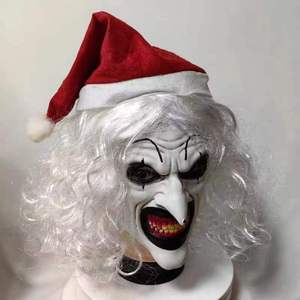 Masque de <span class=keywords><strong>Clown</strong></span> Artistique en Gros avec <span class=keywords><strong>Perruque</strong></span>, Chapeau de Noël, Masque de <span class=keywords><strong>Clown</strong></span> Effrayant en Latex, Accessoires de Costume d'<span class=keywords><strong>Horreur</strong></span> pour Fête, Masques d'Halloween - Product Image 2