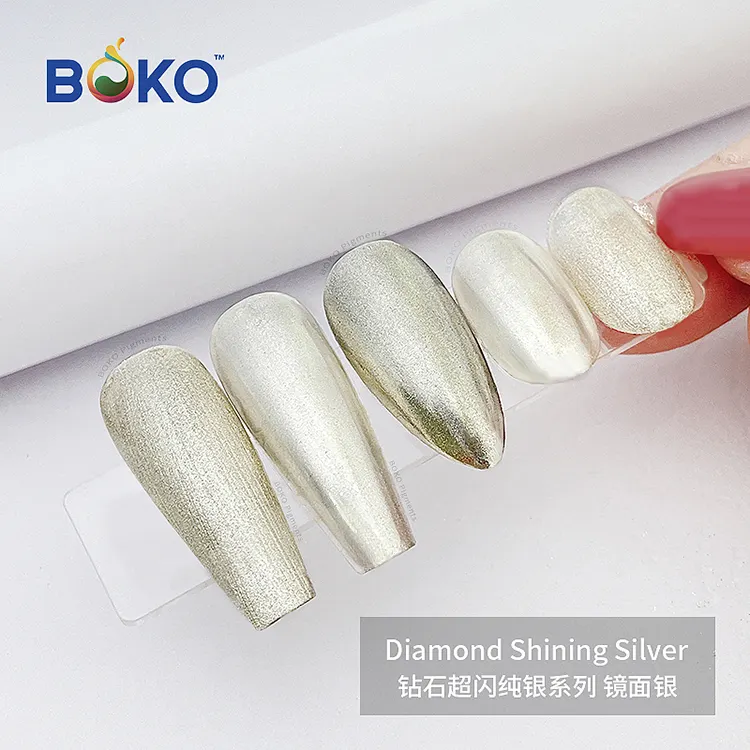 Boko bán buôn xu hướng sản phẩm ngọc trai Nail bột diamondmirror bạc Nail bột