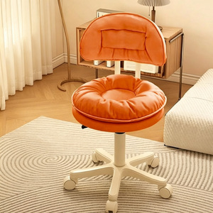 Pink Vanity Chair Swivel Salon Stool <b>Padded</b> <b>Cushion</b> Back Portable Rolling <b>Seat</b> for Bedroom Home Salon - Product Image 4
