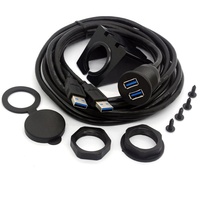 Câble d'extension double USB 3.0 mâle vers 2 ports femelle AUX à montage encastré avec charge rapide 5A, conducteurs en cuivre pur, blindage en feuille