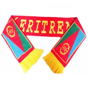 Cheap Acrylic Knit Sports Fan Eritrea Flag Scarf