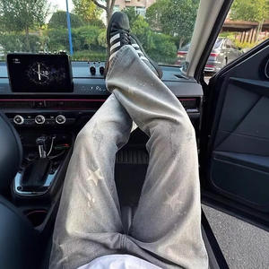 Jean en denim délavé style rétro américain pour homme – Design de niche, coupe décontractée et polyvalente, pantalon droit haut de gamme - Product Image 2