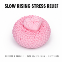 Jouet Squishy Gâteau Rose en forme de Dôme, à remontée lente, motif Cœur, Nœud et Taches, anti-stress, cadeau de bureau