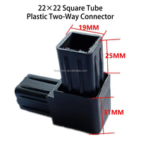 Connecteur d'angle carré en plastique Foshan, 2 ou 3 voies, 20x20mm 22x22mm, raccord carré multi-voies en PP, connecteur d'angle noir pour tube