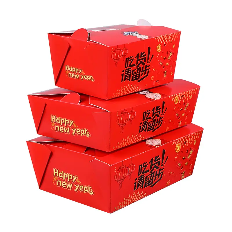 Scatole per imballaggio in carta per alimenti di alta qualità scatola per Gable con manico stampato personalizzato per ali di pollo congelate pollo fritto da asporto