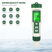 Équipement de Test de Qualité de l'Eau 10-en-1 : Stylo TDS, Salinité, Gravité Spécifique, pH, Teneur en Hydrogène, Conductimètre EC, Mètre ORP, Mètre de Résistance