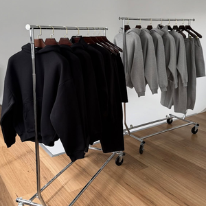 <span class=keywords><strong>Felpa</strong></span> con Cappuccio Crop da Uomo in Cotone 380-500 GSM, Lusso, Tinta Unita, Personalizzabile, <span class=keywords><strong>Oversize</strong></span>, Streetwear, Pesante - Product Image 2