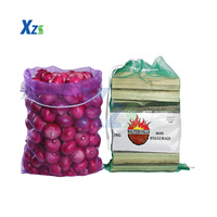 Sterke roze en paarse PE Leno mesh zak voor knoflook en gember, 45*75cm en 55*95cm