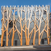 Panneaux de façade en aluminium Alumtimes Factory, design arbre 3D, revêtement poudré, métal décoratif ondulé, bardage extérieur.