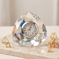 Horloge de table en cristal de haute qualité, polie au diamant, avec logo gravé au laser