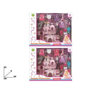 Juego de juguetes de red con forma de castillo de princesa con muñeca y muebles para que los niños jueguen 23x8x29 cm - Product Image 1
