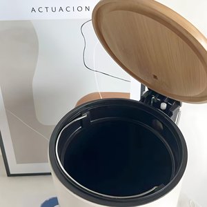 <span class=keywords><strong>Cubo</strong></span> de <span class=keywords><strong>Basura</strong></span> con Tapa de Bambú de 5L, <span class=keywords><strong>Cubo</strong></span> de <span class=keywords><strong>Basura</strong></span> con Pedal para el Hogar, <span class=keywords><strong>Cubo</strong></span> de <span class=keywords><strong>Basura</strong></span> de Acero Inoxidable para <span class=keywords><strong>Cocina</strong></span> y Oficina - Product Image 2