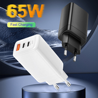 Charge haute puissance 3 ports Usb C Ports Type C 45W PD QC3.0 Charge rapide UK AU US 65W 3 en 1 EU GaN Chargeur