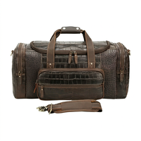 OEM haut de gamme personnalisé motif crocodile imprimé alligator véritable vêtement en cuir véritable nuit week-end sacs de voyage sac polochon