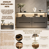 Vitrine murale pour bijouterie sur mesure, comptoir d'exposition de bijoux en verre éclairé, armoire de présentation de bijoux avec grand tiroir de rangement